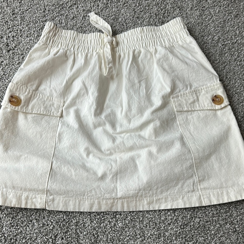 Cream Mini Skirt with Button Details